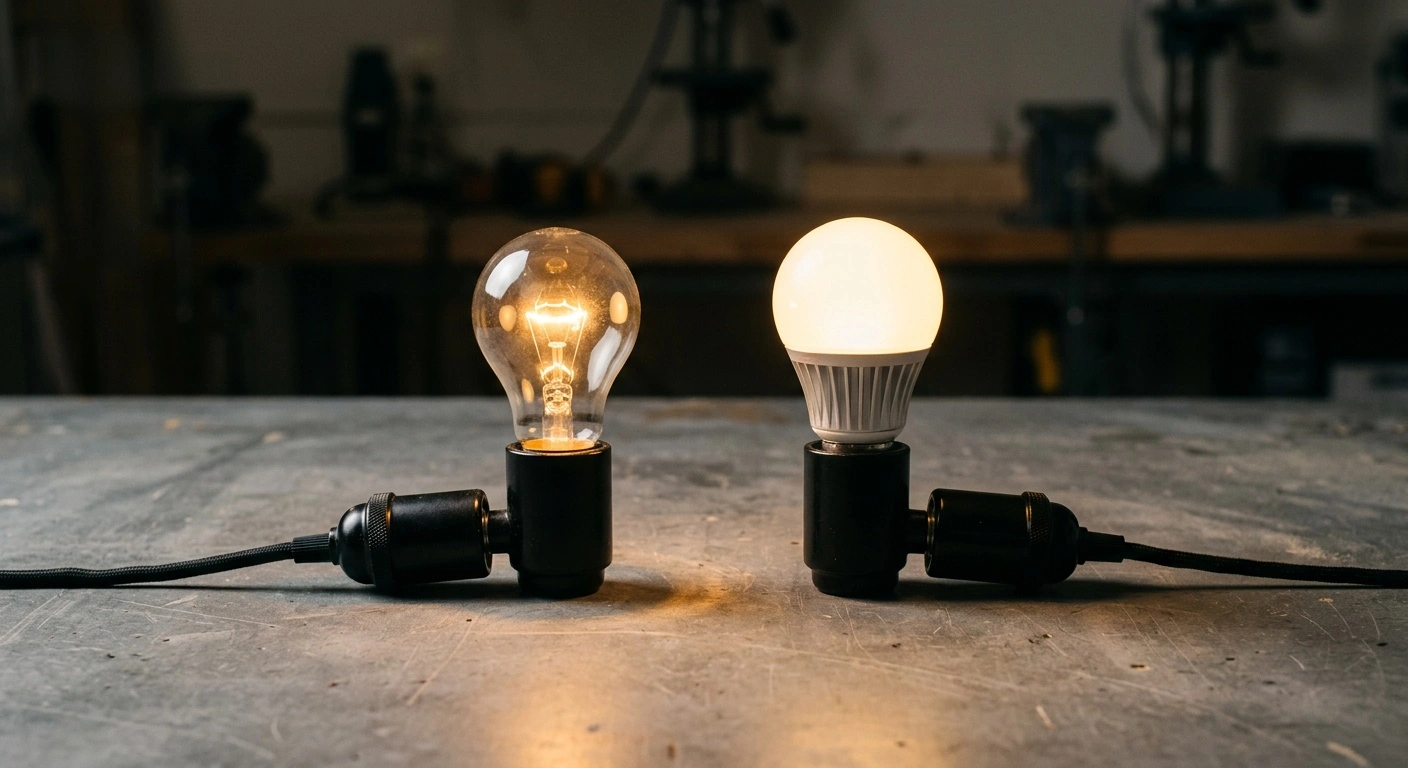 incandescent light bulb vs led